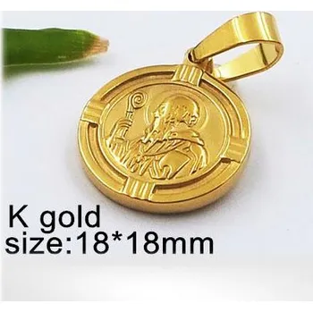 Přívěsek Kruh ve zlatém provedení s náboženským motivem - ocelový přívěsek