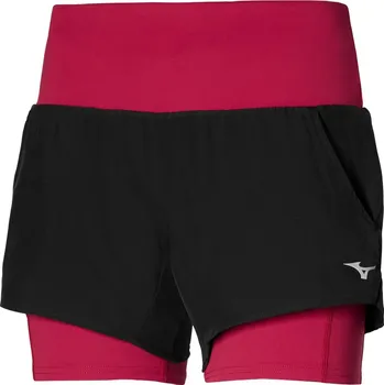 Dámské kraťasy Dámské sportovní šortky Mizuno 2 in 1 4.5 Short/Black/Persian Red Velikost: XS