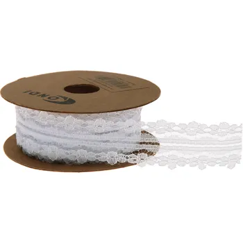 Svatební dekorace Krajková stuha syntetická 3cm x 9,1m AL016 - BÍLÁ