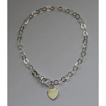 Řetízek Stříbrný náramek - srdce - délka 18cm