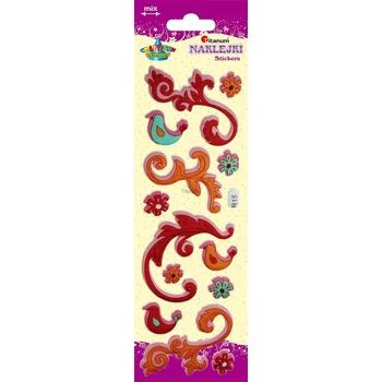 samolepka St202, Samolepky-ornament/ptáček, rozměr archu 20,5x7cm