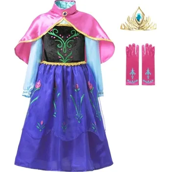 Karnevalový kostým Frozen (Ledové království) Dětské šaty (kostým) Frozen - princezna Anna s pláštěm Varianta: šaty s pláštěm a doplňky: korunka a rukavice, Velikost: 9-10T / 150 (9-10 let)