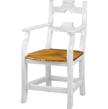 Jídelní stůl Rustikální židle WHITE HOME SIL12 s područkami Barevné provedení: Bílá patina K03 - hnědý vosk K15