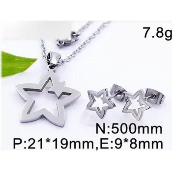 Souprava šperků Ocelový set hvězdičky - přívěsek s řetízkem a náušnice