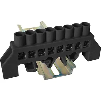 Tracon NPE-BK8-8 Můstek na neutrální a ochranné vodiče (N/PE), černý 230/400VAC, 100A, 8×12mm, 8P, IP20 (Tracon NPE-BK8-8)