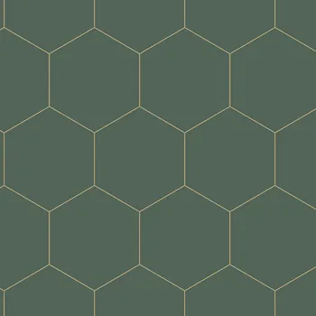 Tapeta Tmavě zelená vliesová tapeta, vzor hexagony 139228, Art Deco, Esta