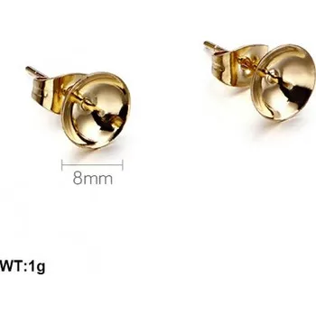 Náušnice Ocelová komponenta na výrobu náušnic - 8mm, 1g - ve zlaté barvě