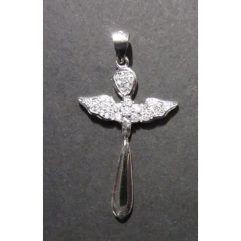Přívěsek Kříž ve tvaru anděla posetý světlými zirkony - přívěsek ze stříbra - varianta 2