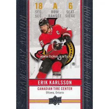 Karetní hra insert karta ERIK KARLSSON 18-19 Tim Hortons Game Day Action číslo GDA-6
