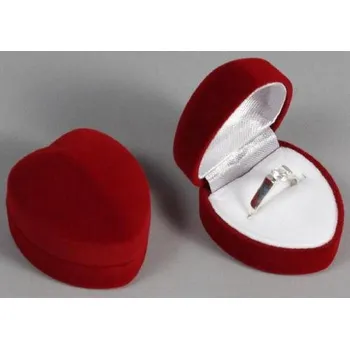 Dárková krabička Sametová krabička na šperky - červené srdíčko