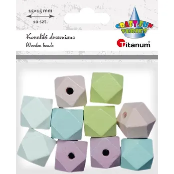 Dětské navlékací korálky Korálky dřevěné, řezané rohy, pastelové barvy, 15x15mm, 10ks/bal