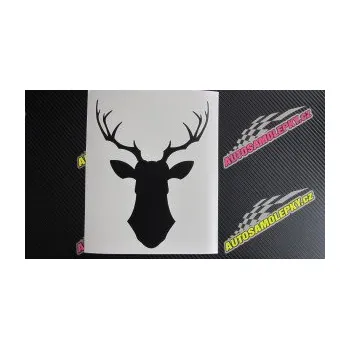 Samolepící dekorace SAMOLEPKA Jelen trofej 001 (10 - červená) NA AUTO, NÁLEPKA, FÓLIE, POLEP, TUNING, VLASTNÍ TEXT, TISK, AUTOSAMOLEPKY.cz, POLEPY, OBRÁZEK, LOGO, SAMOLEPKY