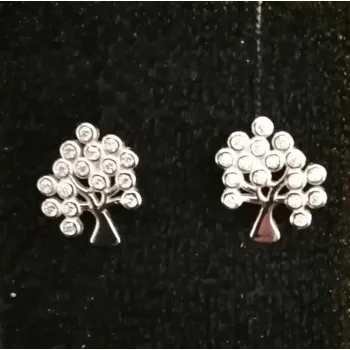 Šperk Stromy zdobené bílými sklíčky - náušnice s puzetkou