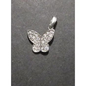 Přívěsek Motýlek visící za křídlo - přívěsek ze stříbra vykládaný umělými mikrozirkony - varianta 2