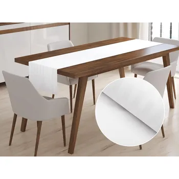 ubrus Damaškový běhoun na stůl Atlas Gradl DM-011 Bílý - proužky 2 cm 20x120 cm