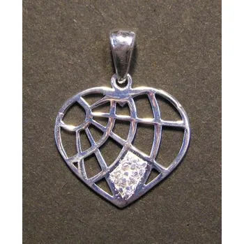 Přívěsek Zdobené ploché srdce - stříbrný přívěsek
