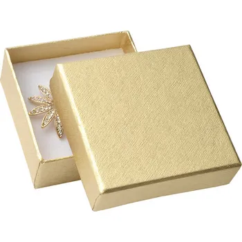 Dárková krabička Dárková krabička na šperky zlatá papírová s víkem 6x6x2,5 cm