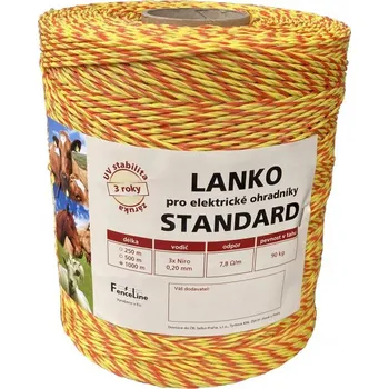 Ohradník Lanko pro elektrický ohradník, 3x0,20 mm - více variant Varianta: 3x0,20 mm Niro, žluto-oranž., 1000 m
