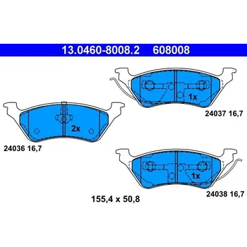 Brzdová destička Sada brzdových destiček, kotoučová brzda ATE 13.0460-8008.2
