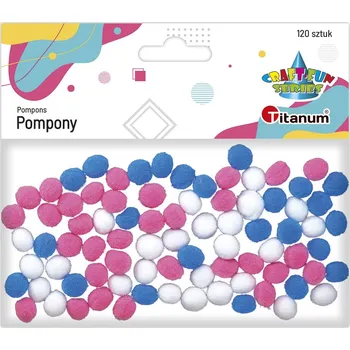 Výtvárné potřeby Titanum Bambulky, Pompony, PASTEL - mix, 10mm, 120ks/bal.