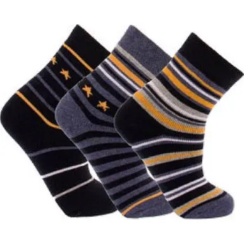 CNB BERLIN sada 3 párů termo ponožky DE 54862 teplé modré proužkované 3 páry velikosti ponožek: 20-22 ( EUR vel. 31-34)