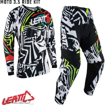 Moto dres MX komplet LEATT Moto 3.5 Ride Kit Zebra kalhoty 28 / dres XS