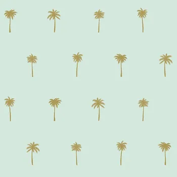 Tapeta Vliesová tapeta na zeď zelená se zlatými palmami 139159, Paradise, Esta Home