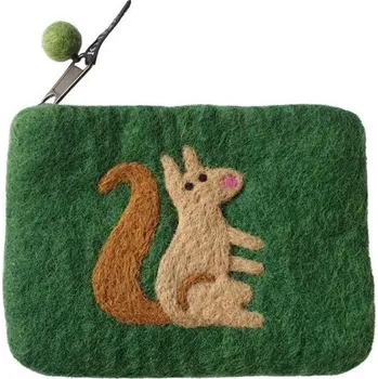 Plstěná peněženka Squirrel green (veverka) 14x10, Klippan Švédsko