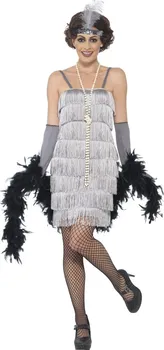 Karnevalový kostým Smiffys Kostým Flapper krátké šaty stříbrné 30. léta XXL