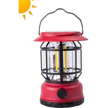 Zahradní dekorace Solar R03S Solární přenosné světlo LED COB červené (Solární lampa s USB)