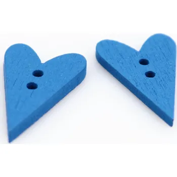 Knoflík Pro Háčkování Knoflík srdce, dřevěný 25x15 mm modrý