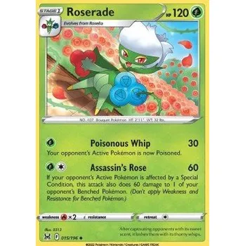 Sběratelská karetní hra Pokémon LOR 015/196 Roserade - Lost Origin Stav: Near Mint, Verze: REVERSE HOLO