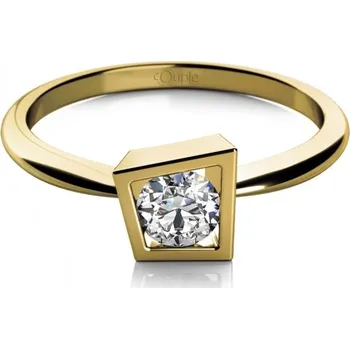 Šperk Couple, Asymetrický zásnubní prsten Lis ve žlutém zlatě se zirkonem, vel. 55, prům. 17.5 mm, 585-68-1-0631.0Z00.0.55.001