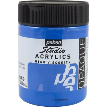 Vodová barva Akrylová barva Pébéo Studio Acrylics - 49 Primary Cyan Objem: 500 ml