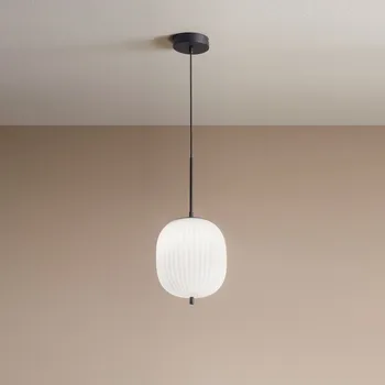 Fabas 3689-40-101 Domizia, závěsné svítidlo, černý kov/bílé sklo, 1xE27, průměr 25cm