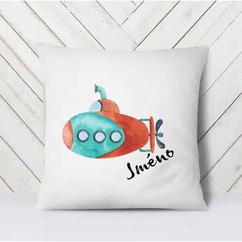 Dekorativní polštářek Domovi Bílý polštář s vlastním jménem Ponorka 40x40
