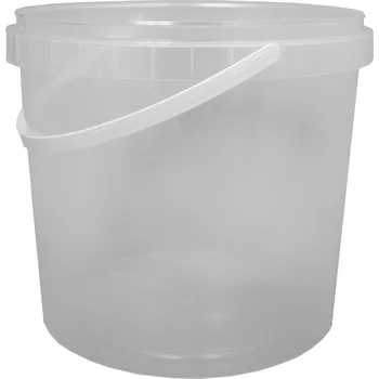 Jednorázové nádobí kbelík kulatý 3 500 ml, PP, s ručkou bílou - transparentní (10 ks/balení)
