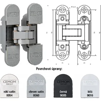 pant ESTETIC 978 3D ME skryté závěsy s krytkami (chrom satin 8060 / 1ks)