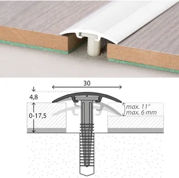 přechodová lišta D.O.S. Přechodový profil parketový - šířka 30 mm (90 cm / stříbrný / 1ks)
