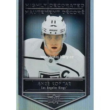 Sběratelská karetní hra insert karta ANZE KOPITAR 19-20 Tim Hortons Highly Decorated číslo HD-4