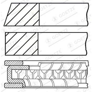 Píst motoru Sada pístních kroužků GOETZE ENGINE 08-443900-00