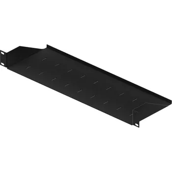 modulární přístroj a rozvaděč Police Masterlan pevná s perforací, 1U/150mm, nosnost 15kg, černá