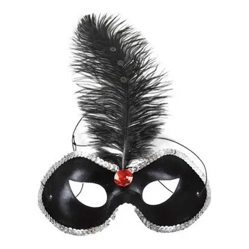 Karnevalová maska Maska oční s pírkem a flitry