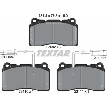 Brzdová destička Sada brzdových destiček, kotoučová brzda TEXTAR 2309201