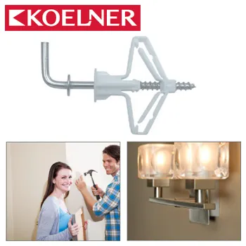 Hmoždinka GK - Rozpěrná hmoždinka do sádrokartonu s hákem, polypropylen/pozink (GK 10 s hákem 4 x 50 mm / 50ks)