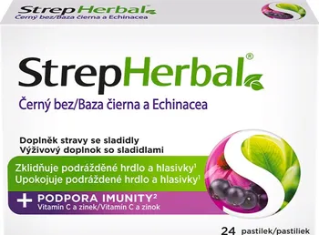 Přírodní produkt Reckitt Benckiser Strepherbal černý bez a echinacea 24 pastilek