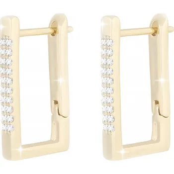 Náušnice biju Náušnice pozlacené 14K, kruh-hranatý tvar se zirkony 1002530