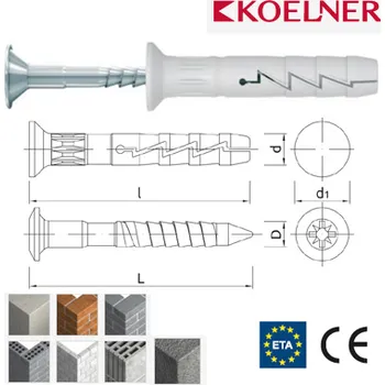 Hmoždinka FX-L Natloukací polypropylenová hmoždinka se zápustným límcem (5 x 25 mm / pozink-polypropylen / 200ks)