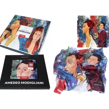 Šátek Carmani® Carmani - Šátek A. Modigliani, Lunia Czechowska and Amedeo Modigliani v dárkovém balení - 90*90 cm