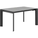 Světle šedý keramický rozkládací jídelní stůl Somcasa Tamara 160/240 x 90 cm s černou podnoží